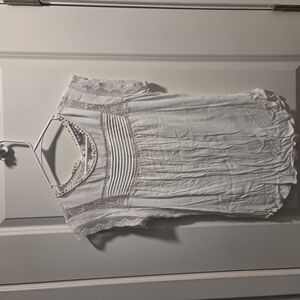 White Lace Trim Blouse